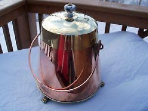 Vintage Fireplace Copper Coal Pots with Lids~~ Claw Feet!