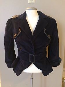 Vintage. Navy velvet military style jacket. $25