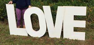 3 foot tall letters spelling LOVE for wedding