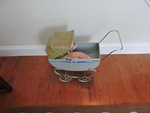 Antique light blue Doll Carriage