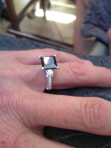 Beautiful Black Diamond Engagement Ring - 4.51ct Princess