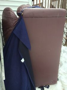 Free brown/leather love seat with cover