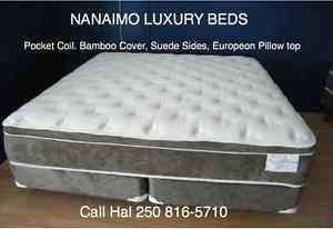 LUXURY MATTRESS SETS-POCKET COIL, BAMBOO COVER, SUEDE SIDES