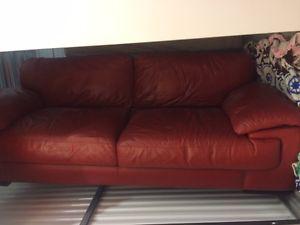 RED PLEATHER COUCH -BIG & HEAVY