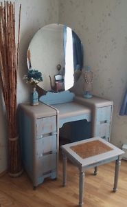 REFINISHED VANITY WITH MIRROR AND BENCH
