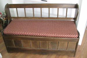 Roomy Wooden Deacons Bench with Padded Cushion