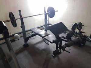 Weight Bench+300LBS Olympic Weights