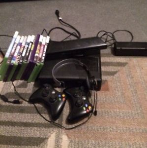 Xbox 360 Kinect 2 wireless controllers, headset and 11games
