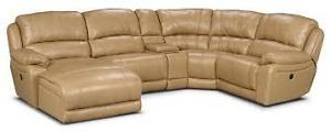 beige Leather Corner Couch