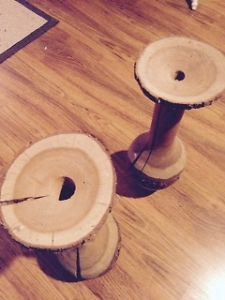 big wooden candle holders