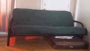 black metal frame futon and cushion