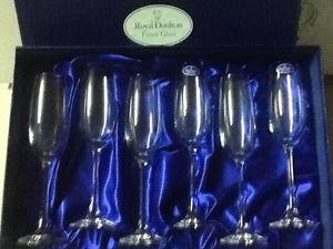 6Vintage Royal Doulton Champagne Flutes