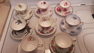 8 Beautiful Cups and Saucers