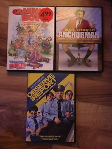 Anchorman, grandmas boy and observe and report