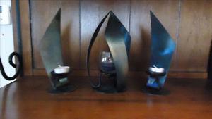BLUE METAL CANDLE HOLDERS - 3 NEW ITEMS!