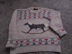 Eddie Bauer Sweater with Rocking Horse Pattern Wool Blend