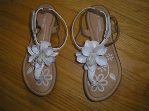 Girl's Size 2 Two -Tone Sandals White with Brown Trim