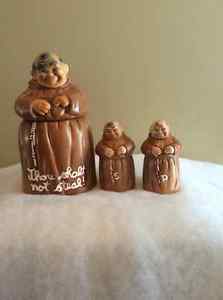Monk Set- Twin Winton Canister with salt & pepper shakers