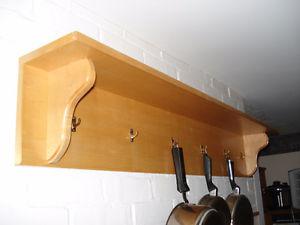 POT Rack, Wall (or) Brick Chimney Mount. Real solid wood,