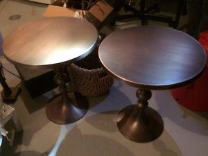 Pair brushed copper Crate & Barrel Side Tables