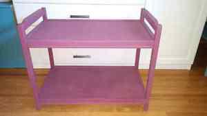 Solid wood refinished and lighly distressed table in Plum