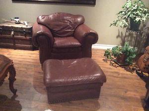 Top grade full leather arm chair ottoman.
