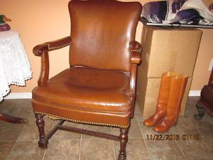Two old leather chairs for office, library, etc.