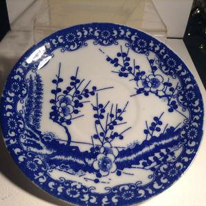 Blue White Porcelain Dish Mark Nippon Tokusei