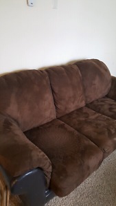 Brown suede couch set in great condition