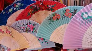 Color silk fans $1.50 each when purchase a box of 12 pieces