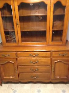 Two piece china cabinet cherry wood