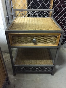 *tall wicker drawer with matching side table*
