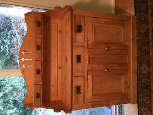 Antique Pine Buffet and Hutch For Sale