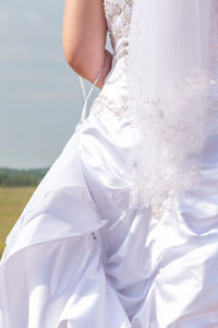 Beaded fluffy wedding gown and veil - unaltered size 10