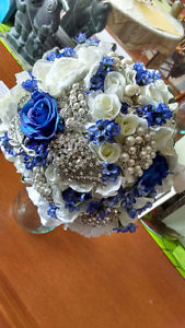 Beautiful wedding bouquet with brooches