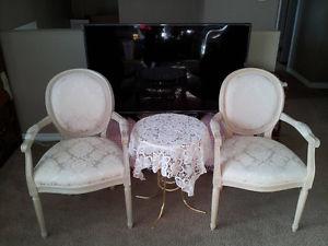 British Royal Chair Pair with Elegant Center Table