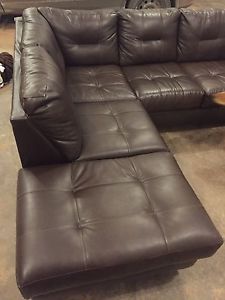 Brown bonded leather sectional