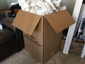 Free moving boxes and packing paper