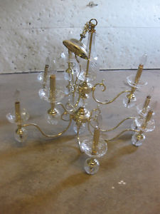 Gorgeous 9-bulb vintage crystal/light silver chandelier