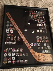Hockey pin collection, signed  world junior stick