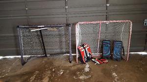 Kids hockey nets and equipment