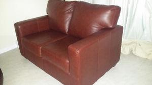 Leather loveseat and chair