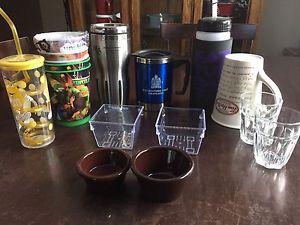 Misc cups, travel mugs, and bowls