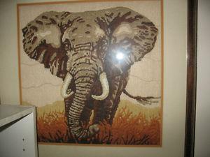 NEEDLEWORK ELEPHANT PICTURE
