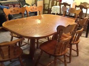 Oak table and chair set