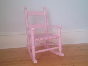Pink childs wooden rocking chair