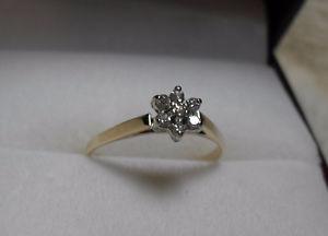 10kt Yellow Gold Diamond Cluster Engagement Ring - Size 5