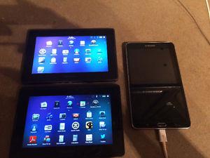 2 Blackberry Tablet and 1 Samsung Tablet