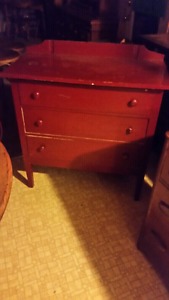 Antique dresser Painted red long ago