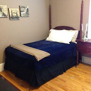Complete double bed with antique mahogany headboard